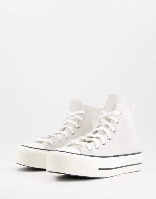 Converse – Chuck Taylor – Wyściełane zamszowe buty sportowe na platformie w kolorze złamanej bieli