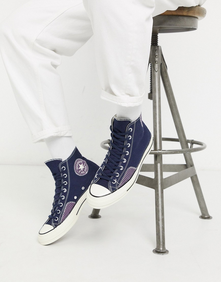 Converse - Chuck Twisted Prep - Sneakers anni '70 blu navy con motivo patchwork