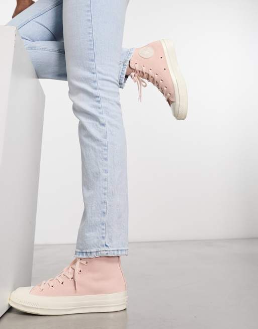 Converse cuir online rose