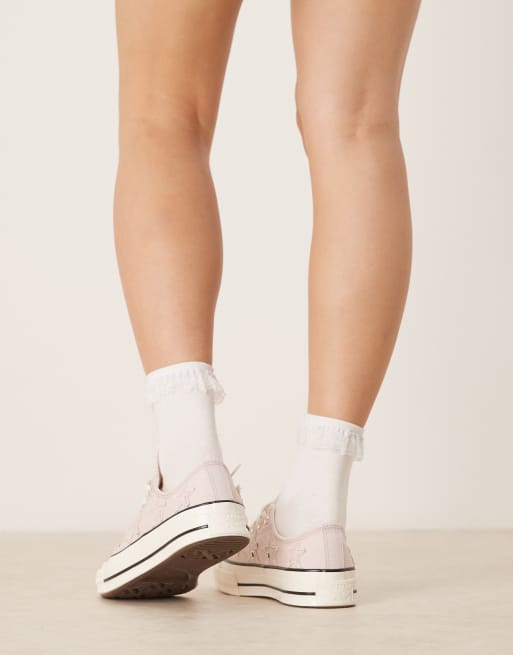 Converse - Chuck 70 Ox - Baskets avec empiècements étoiles cousus - Rose, 3 de 5