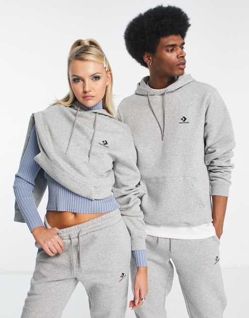 Converse classic fit hoodie with chevron embroidery in gray heather