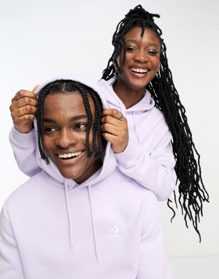 Converse classic fit hoodie with chevron embroidery in violet