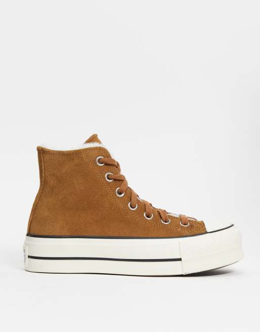 converse cosy club faux fur lined trainers in black