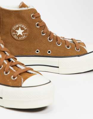 brown fur converse platform