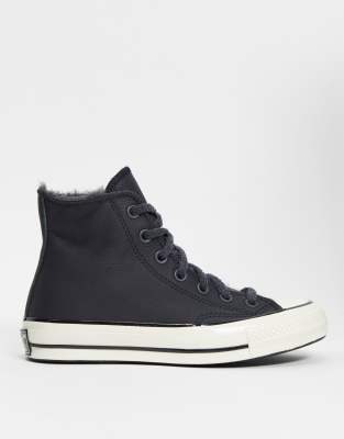 converse black leather trainers