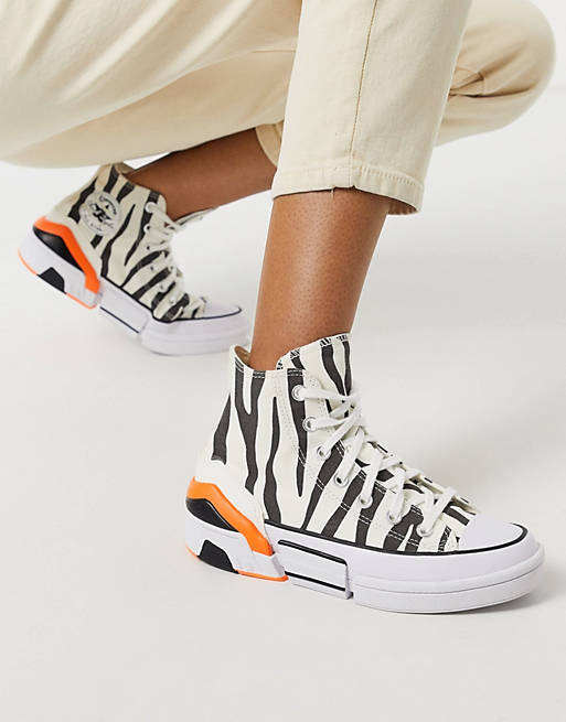 Converse CPX70 zebra print sneakers in black and white