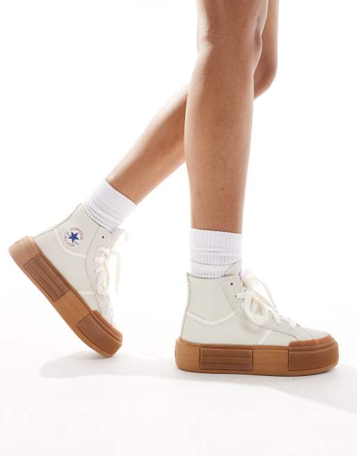 Converse Cruise Hi trainers with gum sole in cream ASOS