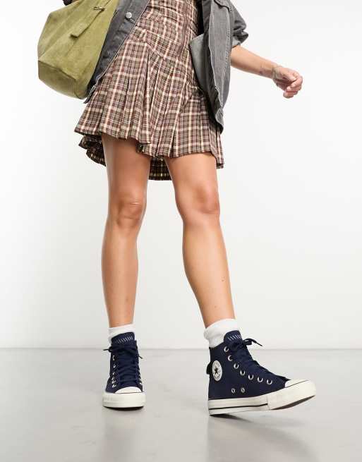 Converse blue store plaid