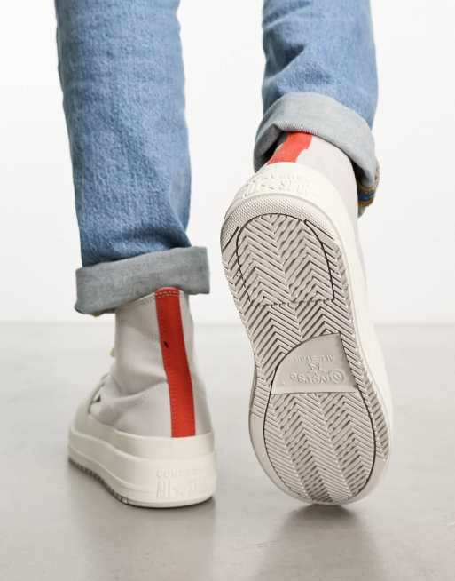 Converse CTAS Hi Construct in grey and red ASOS