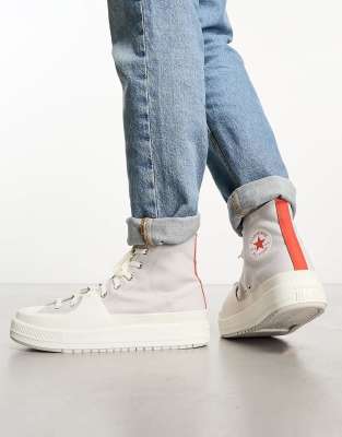 Converse - CTAS Hi Construct - Knöchelhohe Sneaker in Grau und Rot