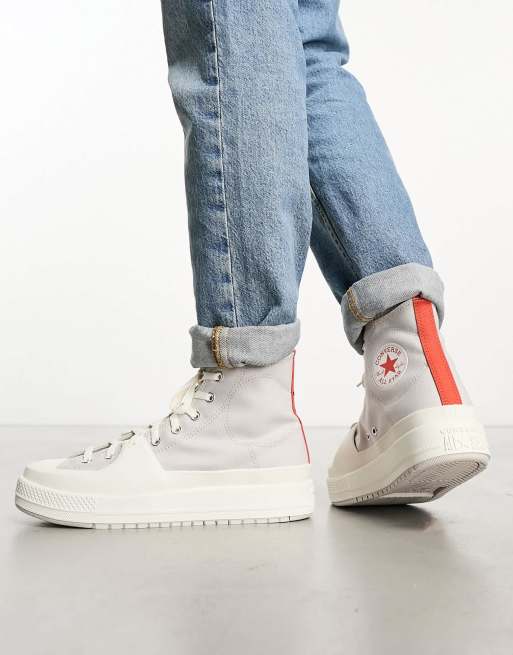 Converse - CTAS Hi Construct - Sneakers i grå/rød