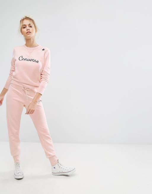 Pink store converse tracksuit