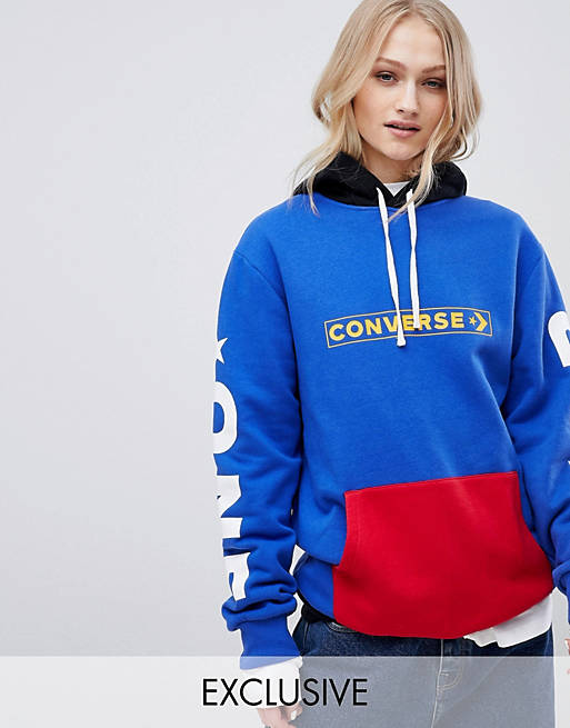 Converse Exclusive One Star Boyfriend Fit Hoodie In Blue With Logo | ASOS