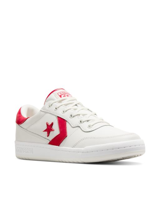 Converse Fastbreak Pro leather and nubuck sneakers in white and red ASOS