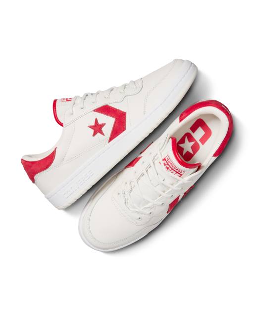 Converse leather white red hotsell