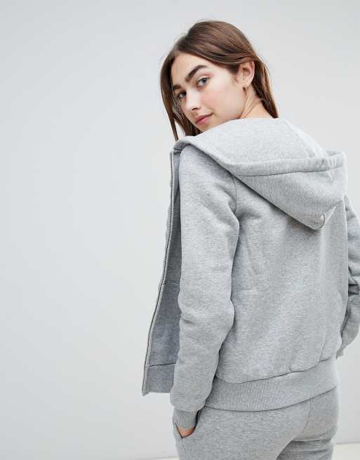 Converse Felpa grigia con cappuccio e zip e logo Star Chevron