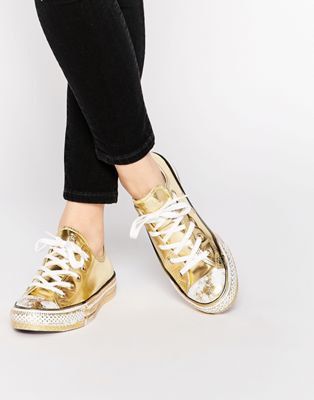 converse gold sneakers