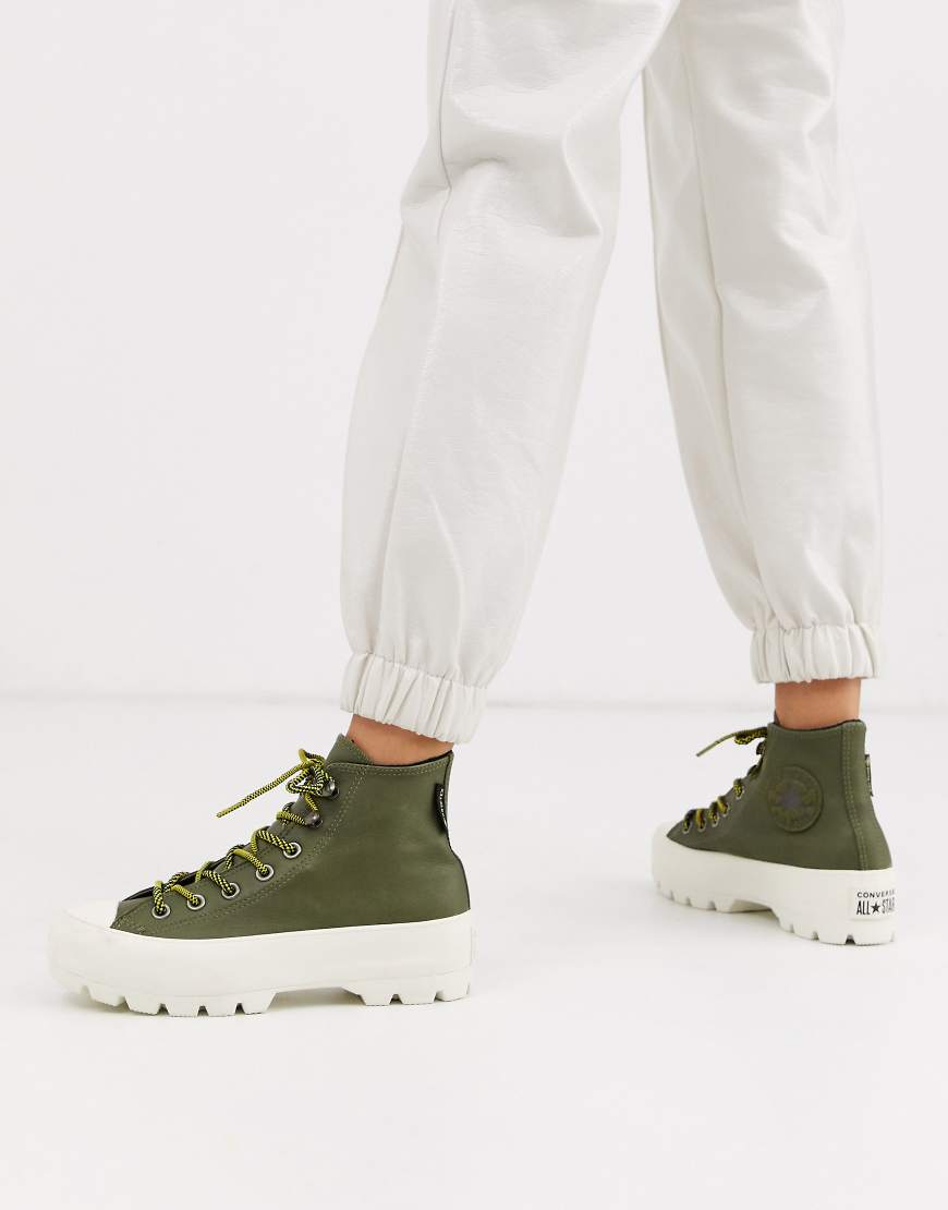 Converse Goretex leather Chuck Taylor Hi Chunky Sole hiker boots in khaki green | ASOS