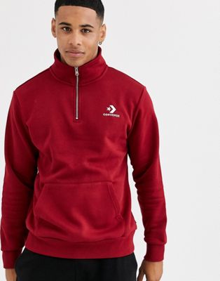 Converse Half Zip Sweater In Burgundy-red | ModeSens