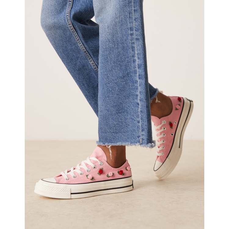 Converse Shoes Pink Rose Converse Converse Hearts Chuck 70 Ox Trainers In  Pink With Roses ASOS