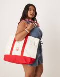 [Converse] Converse hearts tote bag in white & red One Size WHITE