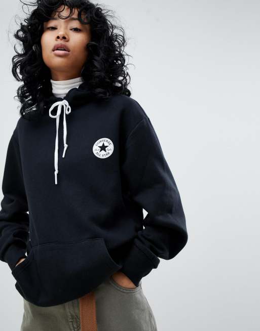 Converse Hoodie With Back Print In Black