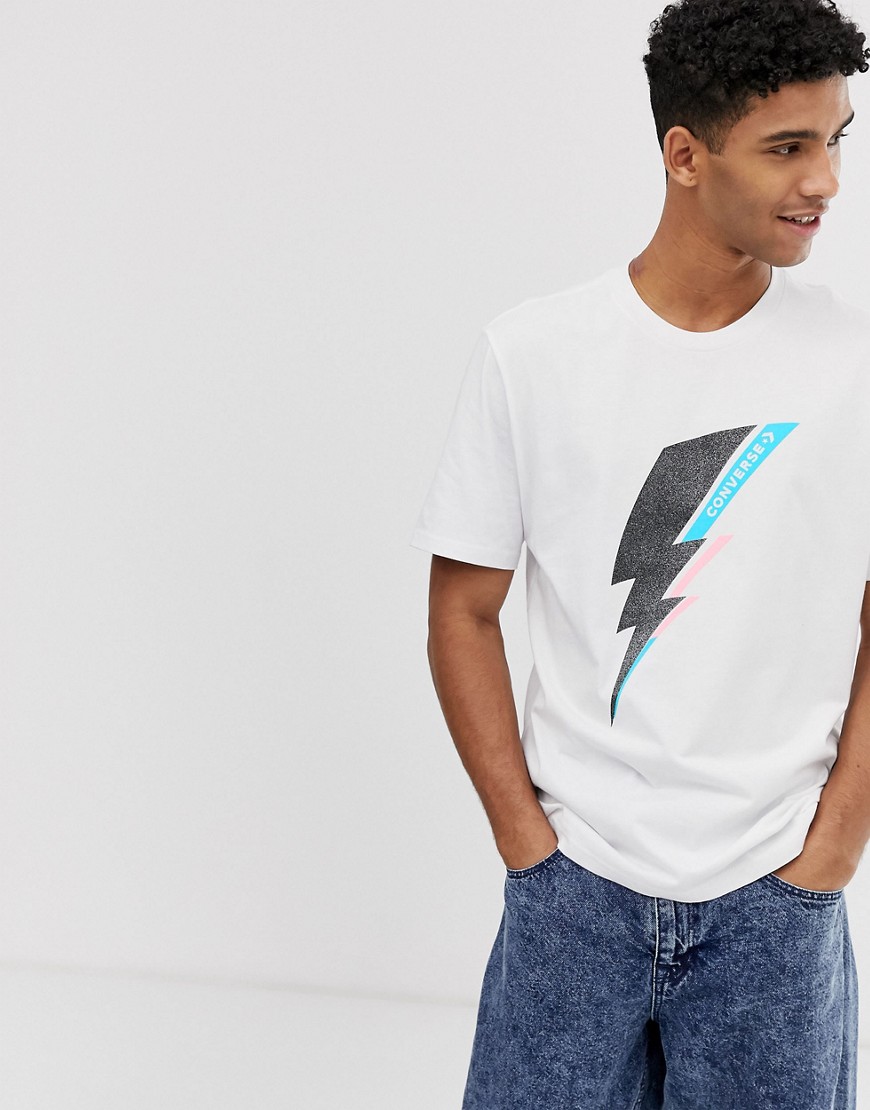 Converse - hvid t-shirt med pride Lightning Bolt