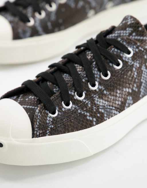 Converse Jack Purcell Archive Reptile leather sneakers in black | ASOS