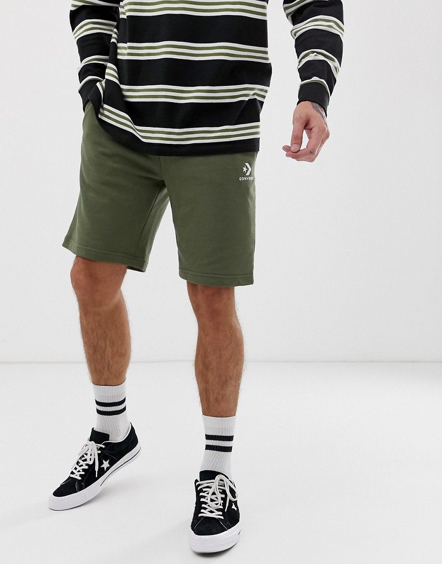 Converse – Kakifärgade shorts med liten logga-Grön
