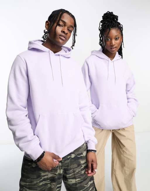 Converse Klassisch geschnittener Kapuzenpullover in Lila mit Winkelstreifen Stickerei ASOS
