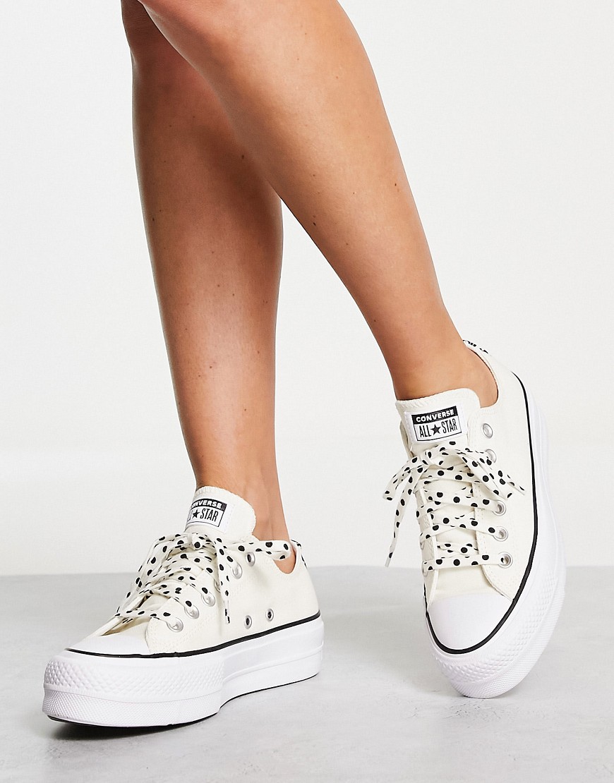 Converse Lift 2 Ox Polka Dot Lace Platform Trainers In White