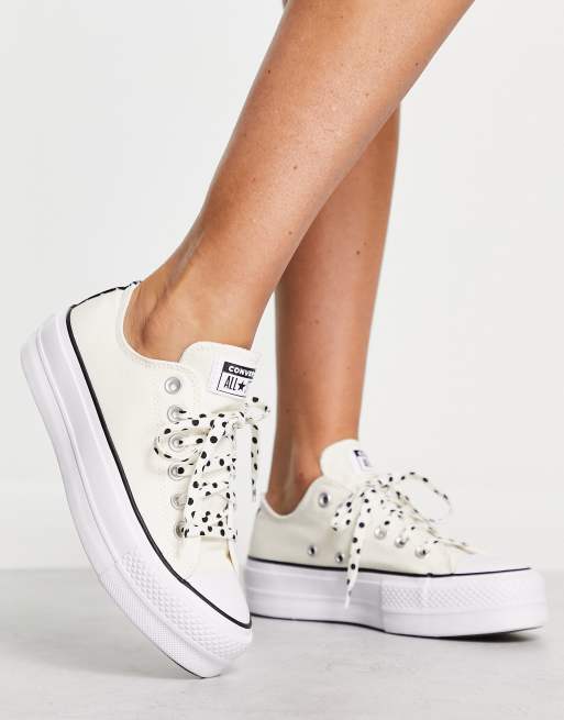 Converse Lift 2 Ox Sneakers met plateauzool en veters met stippen in wit ASOS