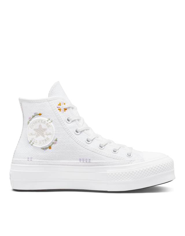 Converse Lift floral embroidery sneakers in white