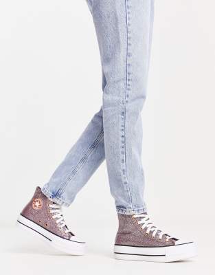 Converse Lift Hi Baskets montantes a paillettes Rose fonce ASOS