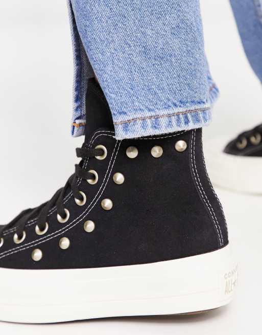 Converse Lift Hi Czarne buty sportowe z wiekami ASOS