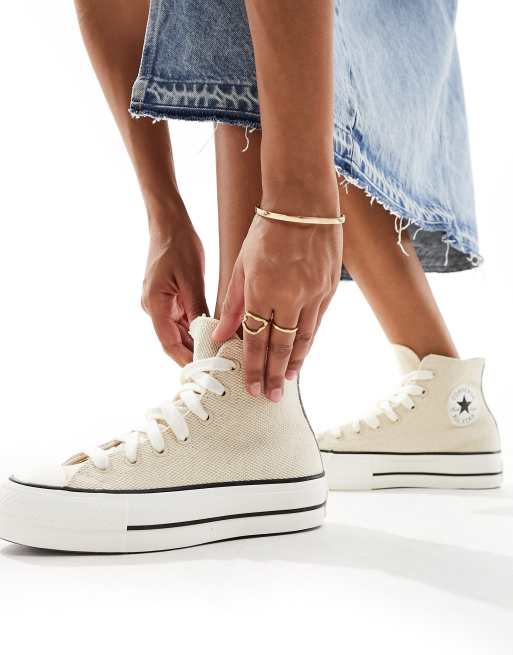 Converse – Lift Hi – Gräddvita sneakers med grova skosnören, 4 av 5