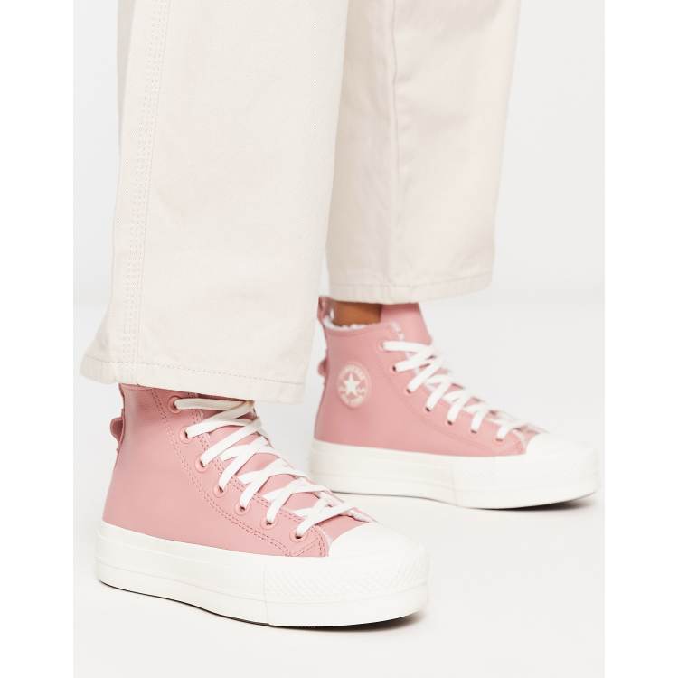 Pale pink leather outlet converse