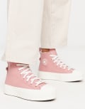 [Converse] Converse Lift Hi leather sneakers with borg lining in pink 39 PINK