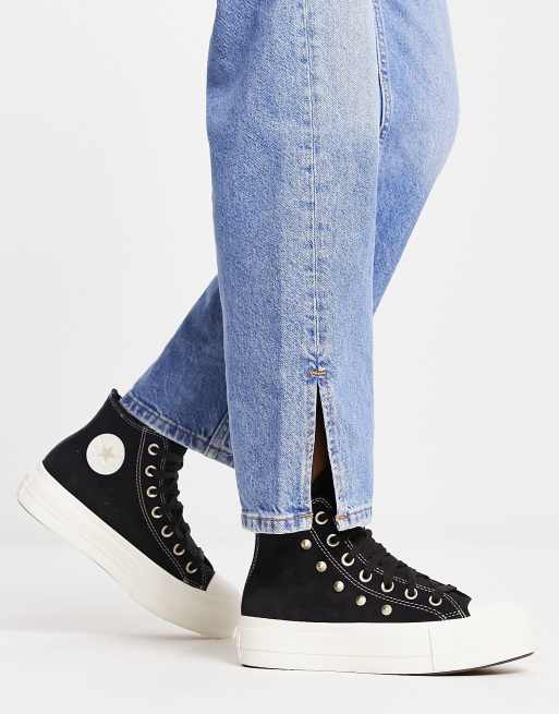 Converse nere outlet borchiate alte