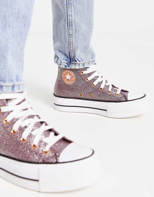 Converse - Lift Hi - Sneakers alte rosa scuro glitterato, 3 di 4