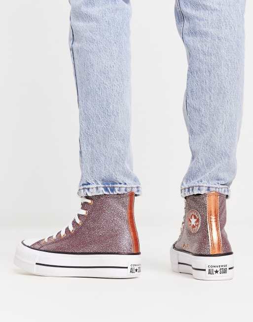 Converse - Lift Hi - Sneakers met glitter in donkerroze, 2 van 4