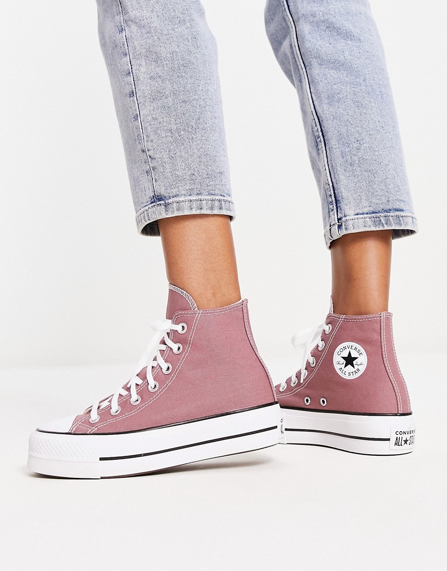 converse lift hi trainers in berry pink-neutral