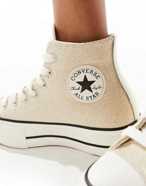 Converse Lift Hi trainers with chunky laces in cream ASOS