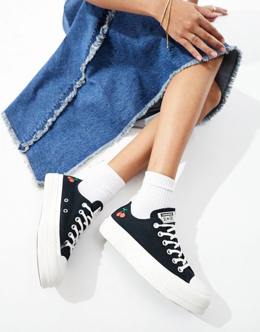 Converse Lift Ox cherry sneakers in black