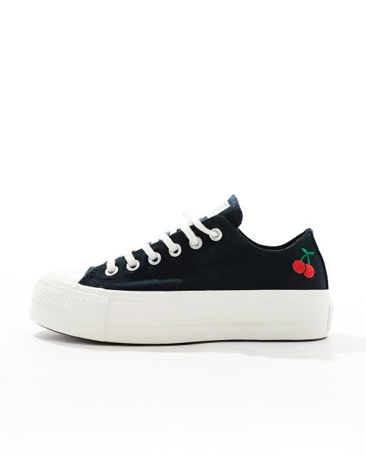 Converse - Lift Ox - Sorte sneakers med kirsebærbroderi, 2 af 5