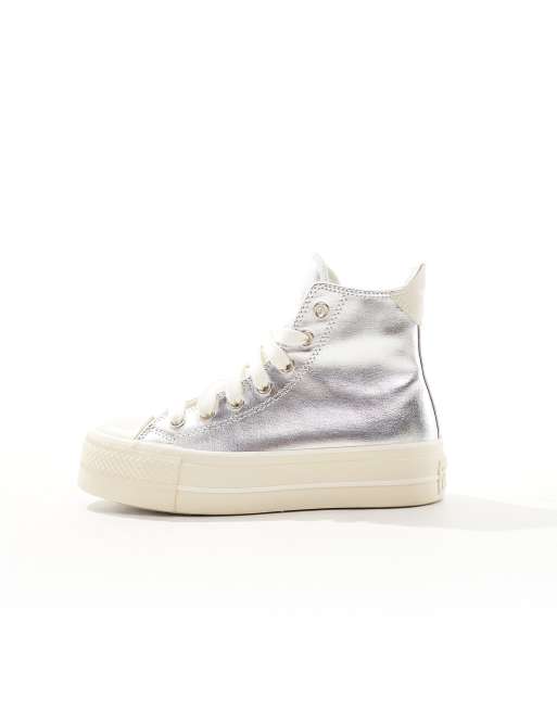 Converse – Lift – Silverfärgade, metalliska sneakers med grova snören, 2 av 5