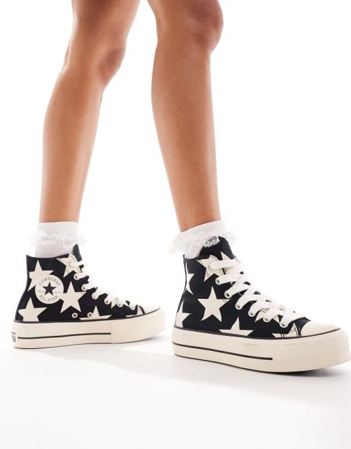 Converse nere clearance con stelle