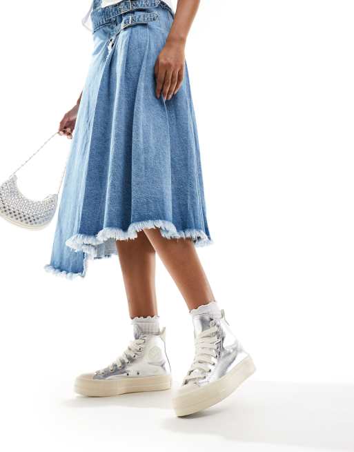 Converse - Lift - Sneakers met dikke veters in metallic zilver, 4 van 5