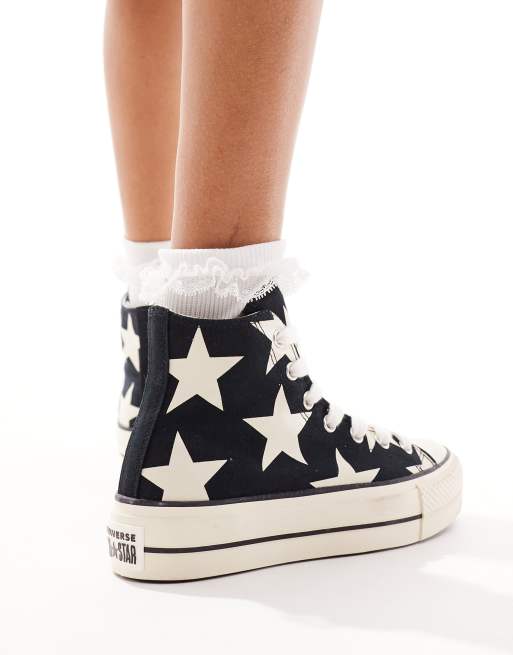 Converse - Lift - Sorte sneakers med chunky snørebånd og stjerneprint, 3 af 5
