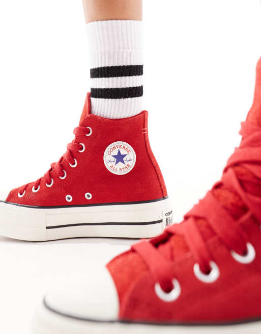 Converse Lift trainers with chunky laces in red